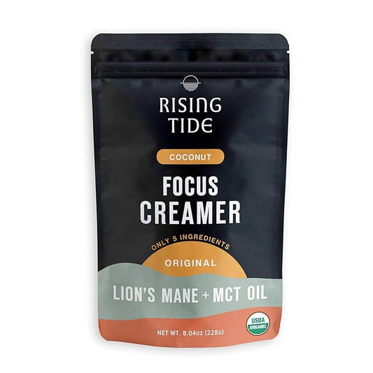 Rising Tide Organic Mushroom Superfood Creamer – Coconut Milk Powder, Lions Mane Mushrooms, MCT Oil - Non Dairy Cream Alternative for Coffee - Plant Based and Keto Friendly (38 Servings)-Velvo Beauty