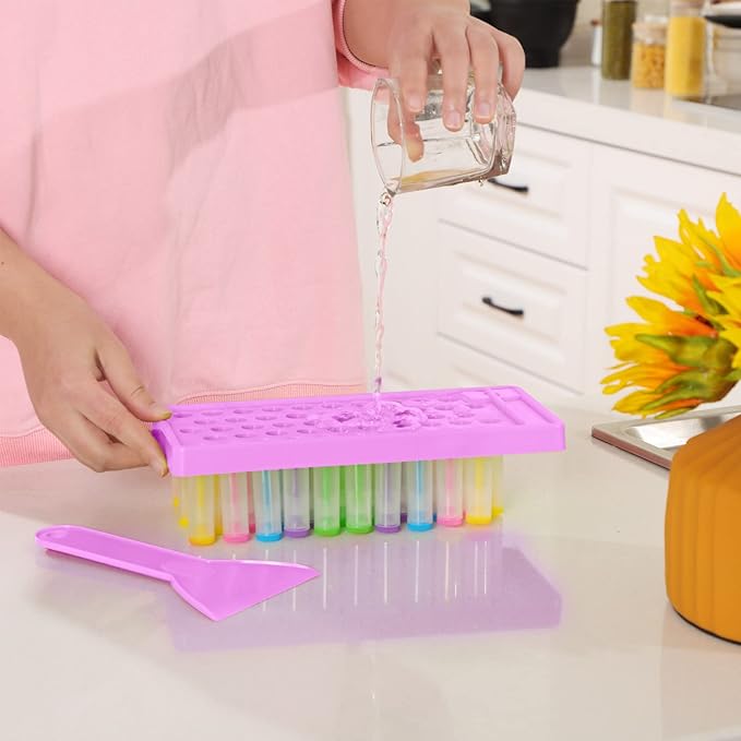 2 Sets Lip Balm Tray and Spatula Set Portable lipstick Holder Lip Balm Containers Lip Gloss Making Kit (Purple)-Velvo Beauty