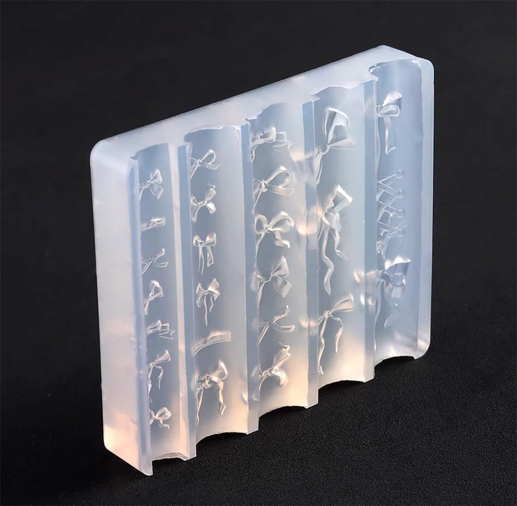 Ribbon Bows Silicone Nail Mold Embossed Bowknot Nail Art Mould Tools 3D Carving Templates for Women Girls Manicure Accessories-Velvo Beauty