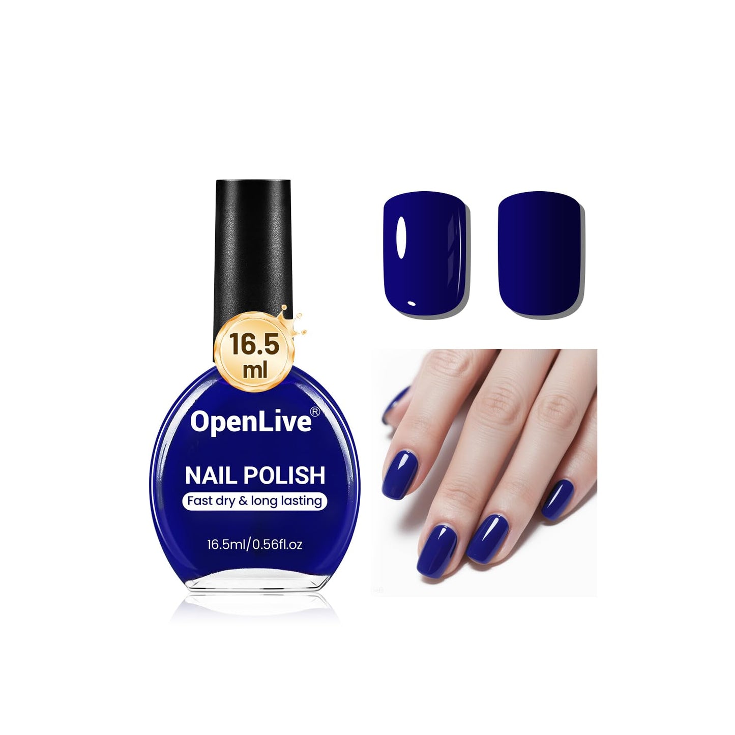 16.5ml Dark Blue Nail Polish Large Volume Quick Dry Nail Polish, Long Lasting Shine, Fingernail Toenail Nail Art DIY Home Travel Nail Art Gift-Velvo Beauty