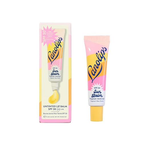 Lanolips Sun Balm Tropical SPF 30 Lip Balm - Hydrating Lanolin Lip Moisturizer with Pineapple Scent - Beach Essentials & Sun Care with Broad Spectrum UVA/UVB Protection - Untinted (0.44 oz)-Velvo Beauty