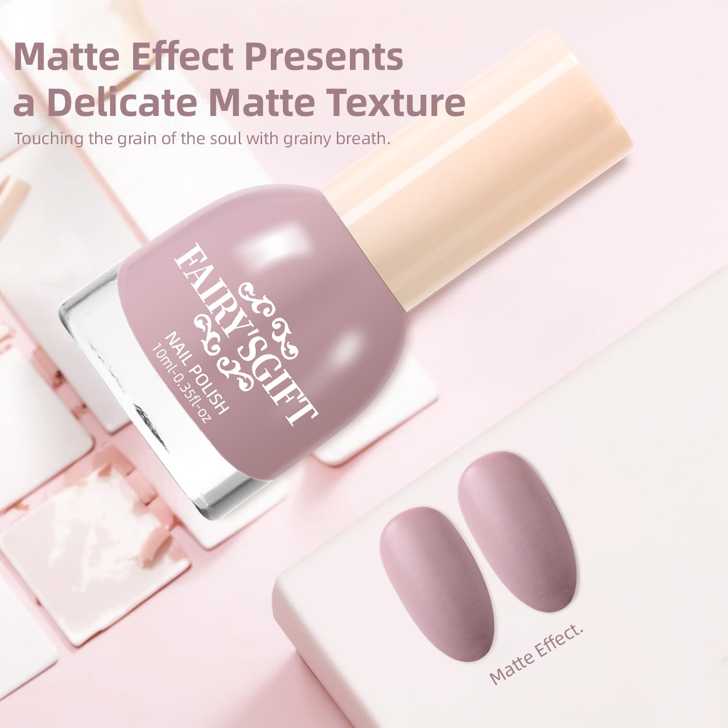 Matte Nail Polish Quick Dry Nail Lacquer for Nail Art Varnish, Mist Effect Matte Finish Velvet Nail Polish, 0.35 fl oz (Soft Brown-01, 10 ML)-Velvo Beauty