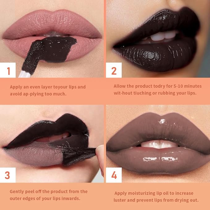 Cool Taupe Peel Off Lip Gloss Tattoo and Lip Oil, Lip Stain Peel Off Masque - Peel Off Lip Tint,Long Lasting Waterproof Transfer-proof Lip Mask Lip Gloss Peel Off Lip Liner,Stay Lip Makeup 06#-Velvo Beauty