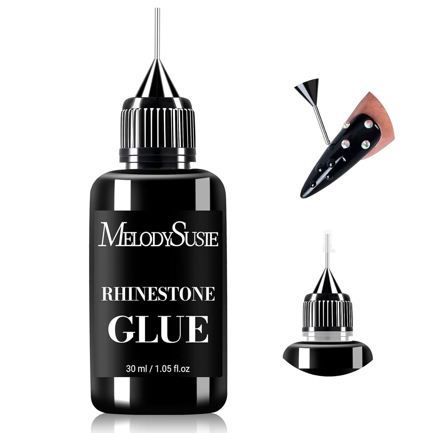 MelodySusie Nail Rhinestone Glue, 3D Gel Nail Art Design Strong Adhesive Nail Gem Glue for Nail Charms Gems Jewelry Decoration DIY Manicured at Home Cured Need Beauty Gifts for Women 30ml-Velvo Beauty