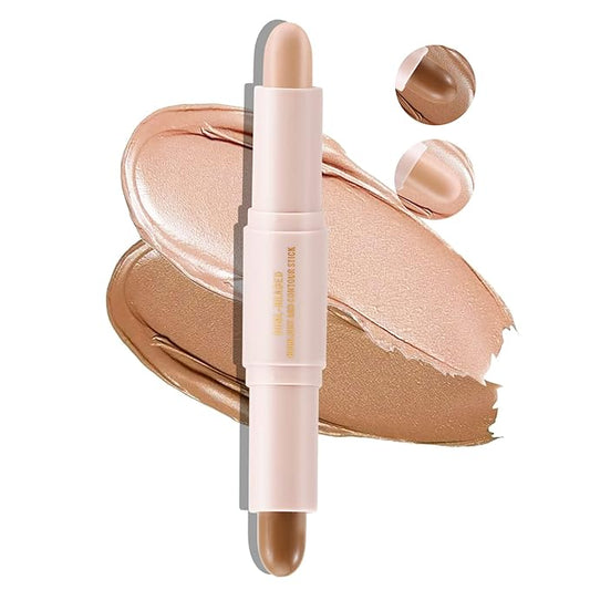 Boobeen Highlight and Contour Stick Dual-ended Contouring Cream Makeup Pencil Kit, Long Lasting & Waterproof Face Bronzer and Highlighter Makeup Stick Shadow Pen, Pack of 1-Velvo Beauty