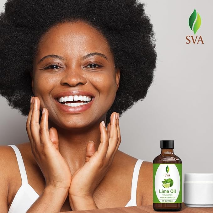 SVA Lime Essential Oil – 4 Fl Oz – 100% Natural Lime Oil - for Diffuser, Hair Care, Face, Skin Care, Aromatherapy, Scalp and Body Massage, Soap and Candle Making - with Dropper-Velvo Beauty