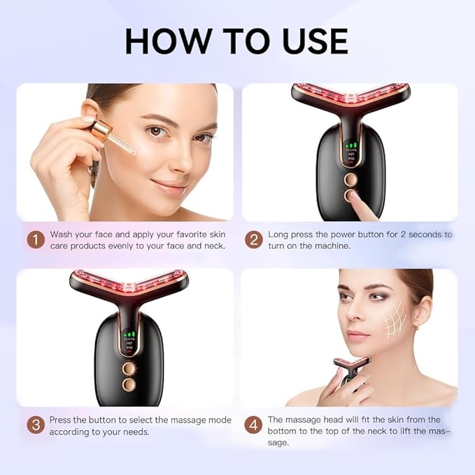 Neck Face Massager, Multifunctional Facial Massager, Face Sculpting Tool for Skin Care with Vibration, Thermal (Black Gold)-Velvo Beauty