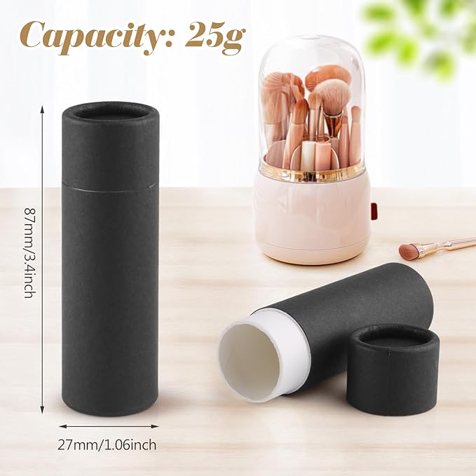 10 Pcs 25g Paperboard Lip Balm Tubes Refillable Krafts Paper Lipstick Tube Round Cardboard Empty Lip Gloss Container Holder Tubes for DIY Chapstick Salve Cosmetic Lotion Solid Perfume - Black-Velvo Beauty