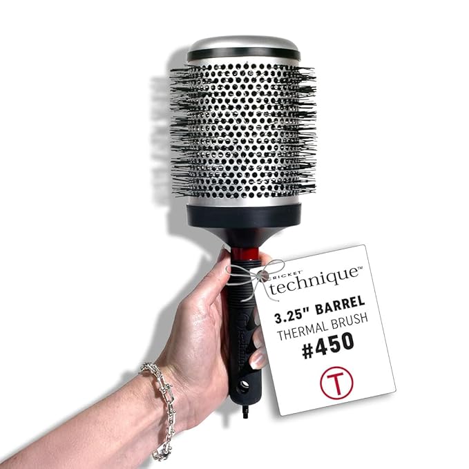 Cricket Technique Thermal Hair Brush #450 3.25” Curling, and Styling – Heat-Retaining Barrel with Anti-Static Tourmaline Bristles, Round Thermal Brush, Ideal for All Hair Types-Velvo Beauty