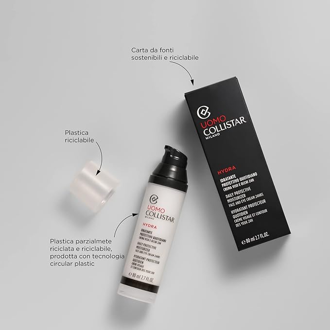 Collistar Uomo Hydra Daily Protective Moisturizer Face and Eye Cream 80 ml, 2.7 Fl Oz Made in Italy [italian import]-Velvo Beauty