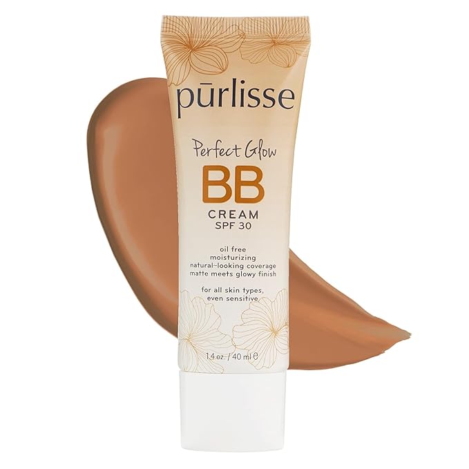 pūrlisse Perfect Glow BB Cream with SPF 30 - Matte Meets Dewy Finish - Enriched with Goji & Hawthorn Berry to Help Improve Skin Texture & Radiance - Tan Deep (1.4 oz)-Velvo Beauty