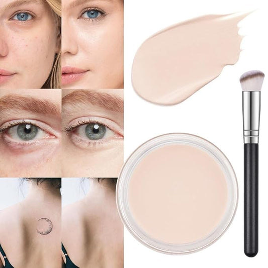 Kaely Pot Concealer Set,under Eye for Conceals Dark Circles, Waterproof Face Primer Makeup,Corrects Tattoo Concealer,Foundation Makeup Brush,Eye Ring corrector de ojeras 01, 01 IVORY WHITE-Velvo Beauty