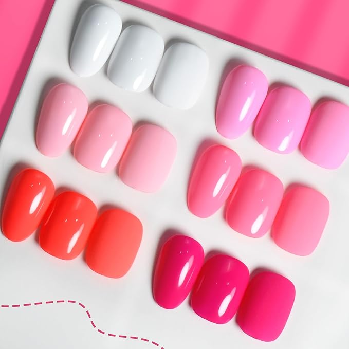 JODSONE 10ml 6 Colors Red Rose Pink Gel Nail Polish Set All Seasons Soak off U V Lamp Gel Manicure Set for Nail Art Long Lasting Valentine's Day Gifts for Her-Velvo Beauty