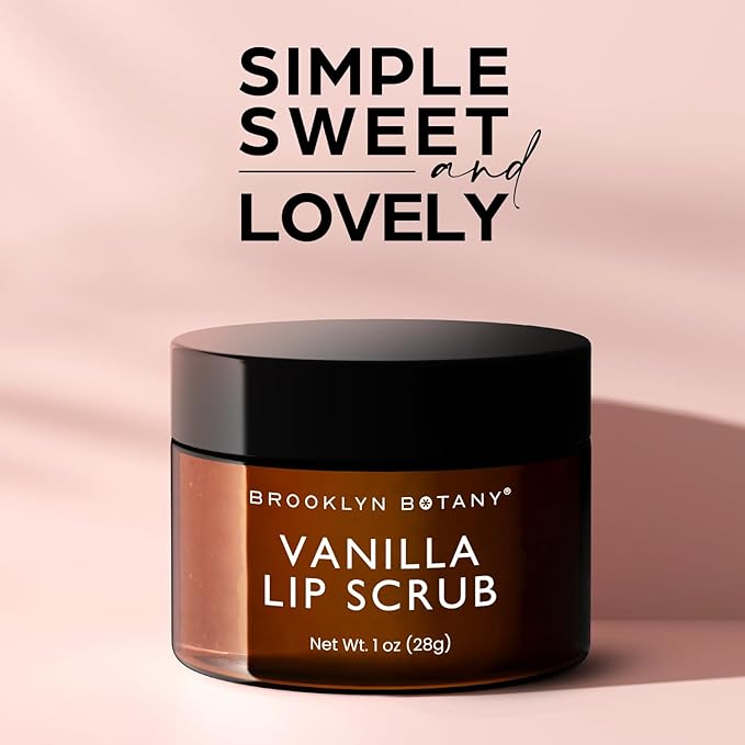 Brooklyn Botany Lip Scrub Exfoliator 1 oz – Lip Moisturizer for Dry Lips and Chapped Lips – Gentle Lip Exfoliator for Smooth and Brighter Lips – Vanilla Flavor-Velvo Beauty