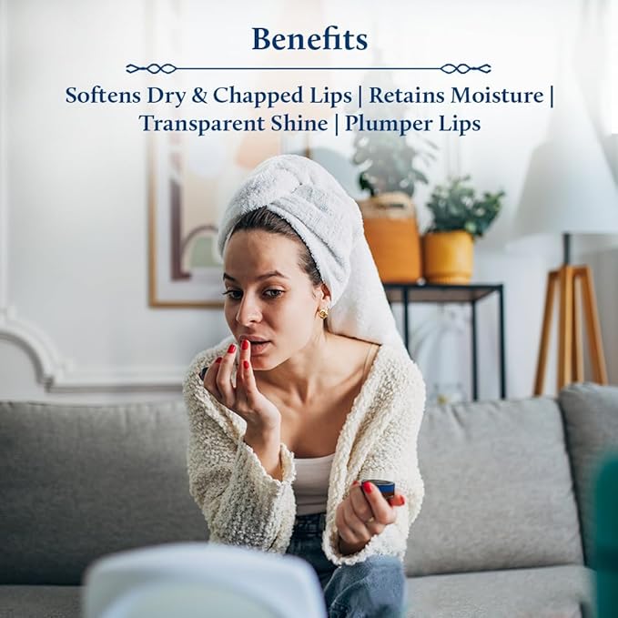 Blue Nectar Ayurvedic Orange Lip Balm with Organic Ghee & Natural Vitamin C for Dry Lips | Moisturizing Lip Gloss with Clean Ingredients (0.35 oz, 10 Herbs)-Velvo Beauty