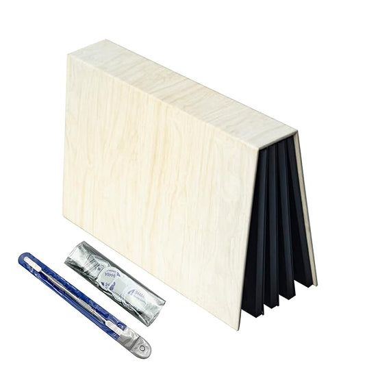 Strong 4-layers Empty magnetic palette book palette（White wood grain）+1pcs Makeup Depotting Spatula+50pcs Round Metal Stickers+50pcs Square Metal Stickers-Velvo Beauty