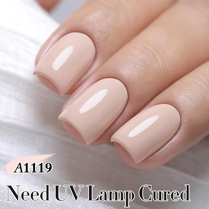 Double Rhythm Gel Polish Translucent Sheer Neutral Natural Light Milky Same Color Same Bottle 15ML Jelly UV Gel Polish Art DIY at Home (Nude Beige-A1119)-Velvo Beauty