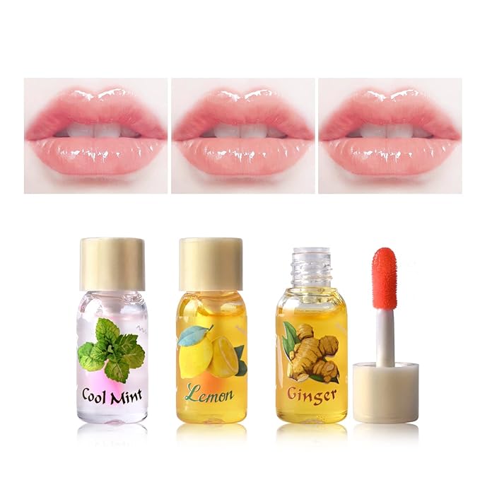 LAMUSELAND 3Pcs Mini Cute Lip Oil, Hydrating Clear Lip Gloss for Lip Care to Prevent and Soothe Dry, Chapped Lips (A (3Pcs))-Velvo Beauty