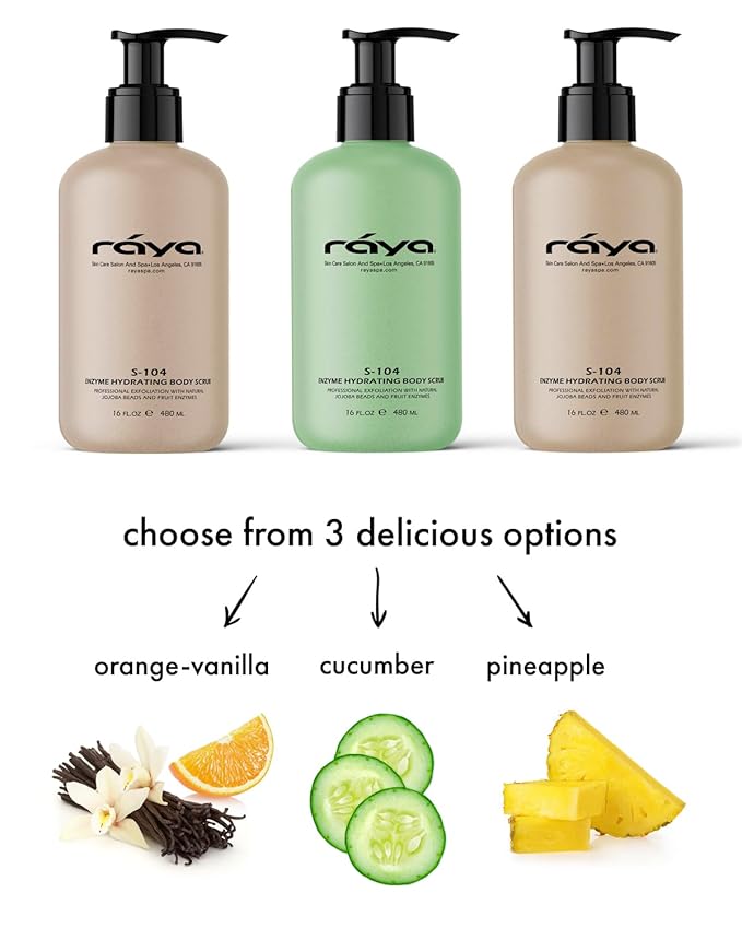 RAYA Enzyme Hydrating Body Scrub 16 oz Orange Vanilla Scent (S-104) | Gentle and Exfoliating Body Scrub | Made with Seaweed, Jojoba Beads, and Fruit Enzymes-Velvo Beauty