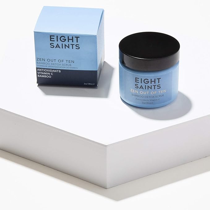 Eight Saints Zen Out Of Ten Bamboo Detox Face Scrub Exfoliator, Natural and Organic Daily Exfoliating Facial Scrub With Bamboo Fibers to Unclog Pores, Blackheads, Blemishes, and Dull Skin, 2 Ounces-Velvo Beauty