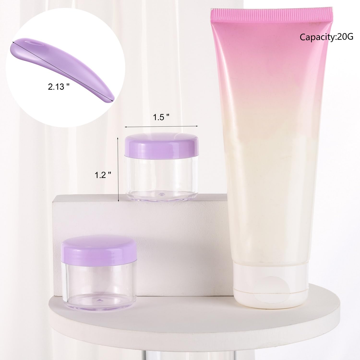 Refillable Cosmetic Sample Jars - 100 Pack 20g (0.7oz) Milti Color Small Travel Containers with Lids + 10 Mini Makeup Spatulas - BPA Free-Velvo Beauty