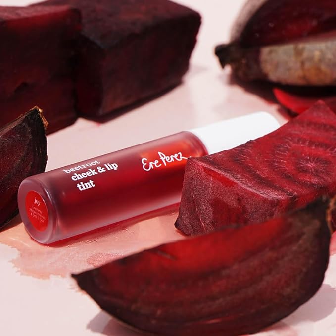 Ere Perez - Natural Beetroot Cheek + Lip Tint | Water-Resistant, Long-Lasting, Hydrating, Vibrant | Blue Agave, Rosehip Oil + Vitamin E | Vegan, Cruelty-Free, Clean Beauty (Joy-Red)-Velvo Beauty