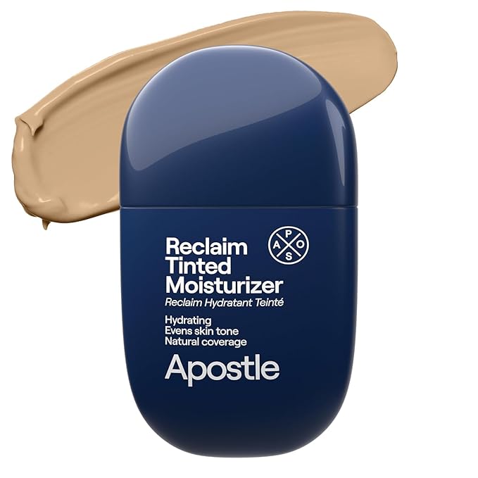 APOSTLE Reclaim Tinted Moisturizer for Men (10 Falmouth) - Niacinamide, Vitamin E, Squalane, Hyaluronic Acid, Tinted Face Moisturizer For Men. Hydrates, Evens Skin Tone, Reduces Fine Lines, 1 Fl. Oz.-Velvo Beauty