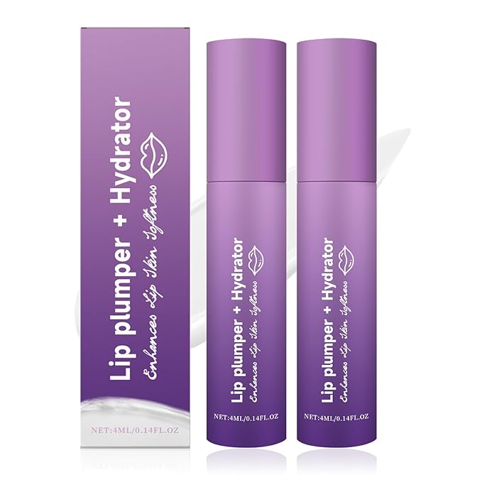 2Pcs Lip Plumper + Hydrator Lip Balm,Instant Volumizing Gloss with Hyaluronic Acid & Anti-Aging Ingredients,High-Shine Moisturizer for Smooth,Plump Lips,Cooling & Non-Sticky Formula-Velvo Beauty