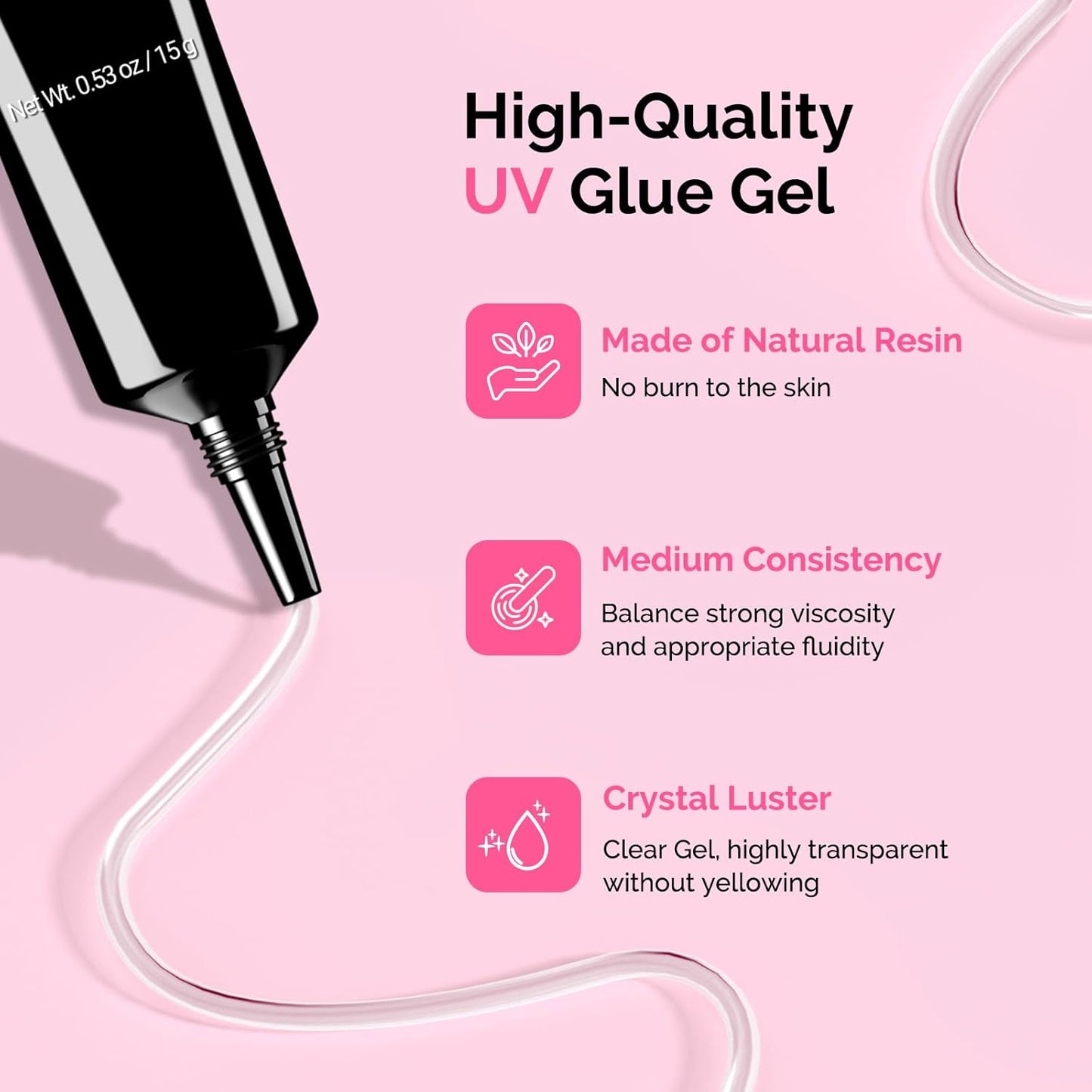 MelodySusie 2Pcs Nail Rhinestone Glue for Nails Super Strong Gel for Nail Charms Gems 3D Nail Gel UV Nail Glue for Nail Art Design Nail Chrome Powder-Velvo Beauty