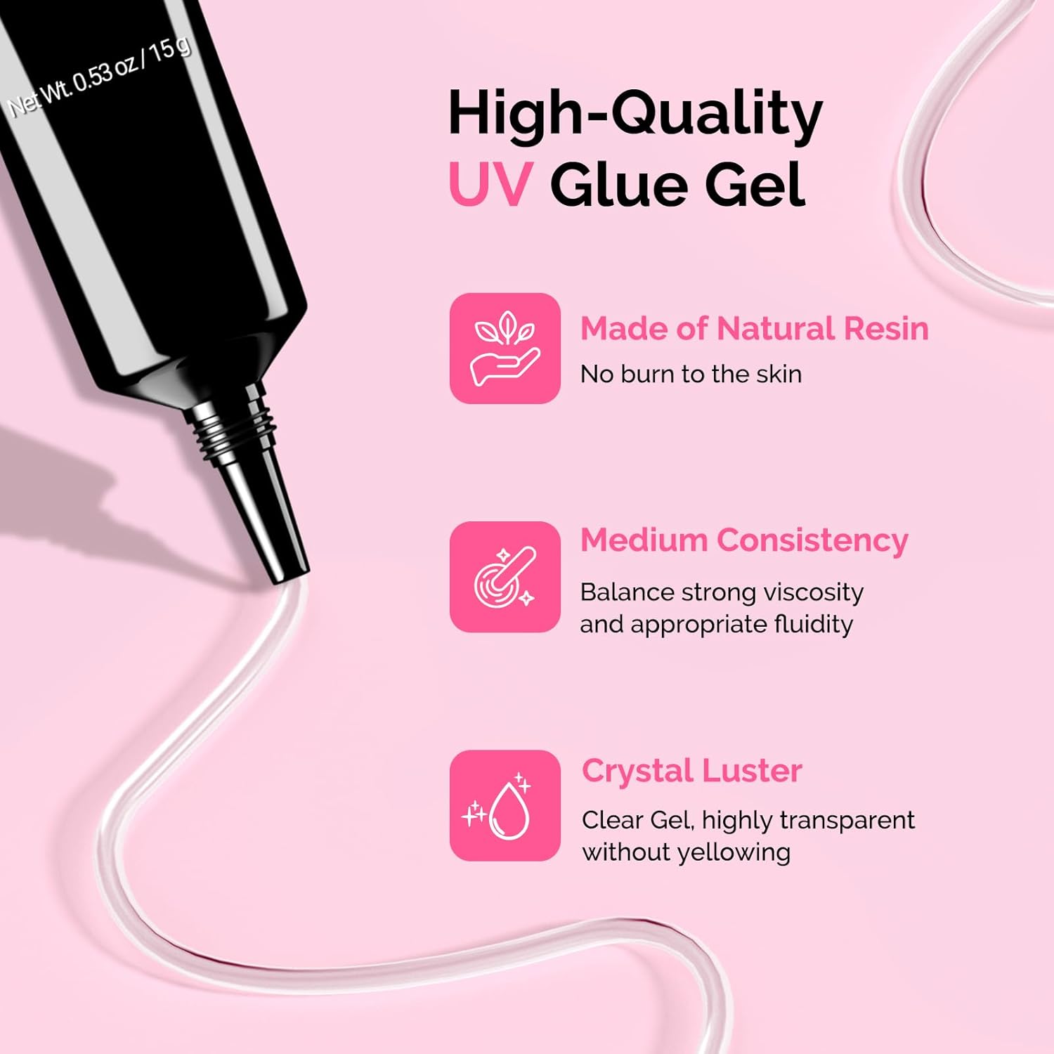 MelodySusie 2Pcs Nail Rhinestone Glue for Nails Super Strong Gel for Nail Charms Gems 3D Nail Gel UV Nail Glue for Nail Art Design Nail Chrome Powder-Velvo Beauty