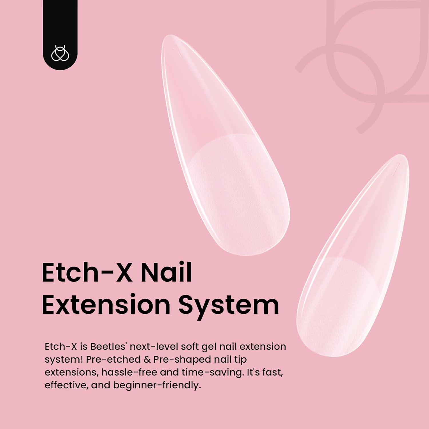 Beetles Gel Nail Tips Etch-X, Stiletto Medium, 288Pcs 12 Sizes, Pre-Etched Half Matte Full Cover Soft Acrylic False Nail Tips Pre-Shaped Easy DIY Fall Halloween Nail Extension Salon Gift for Women-Velvo Beauty
