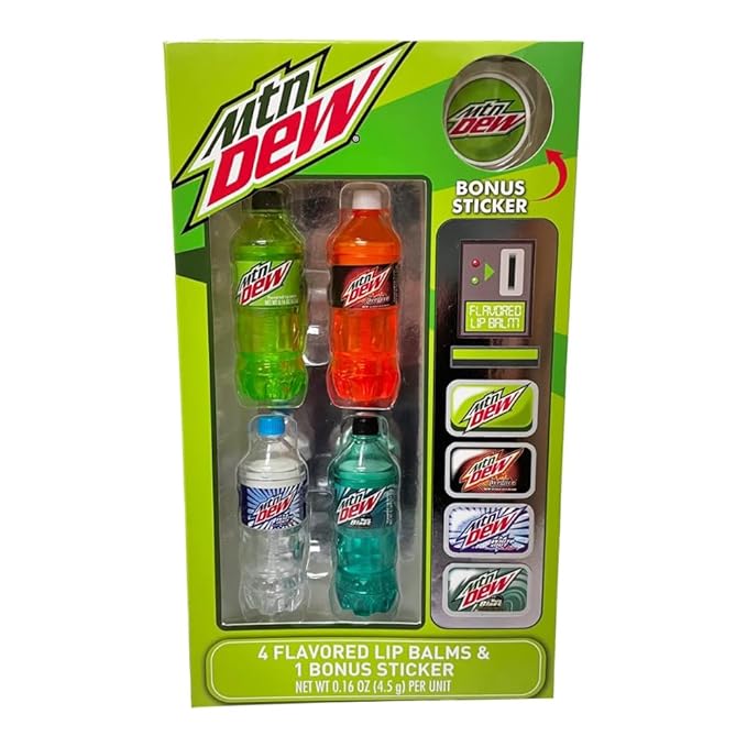Mountain Dew Flavored Lip Balm 5-Piece Vending Machine Pack, Green, 5 Piece Set-Velvo Beauty