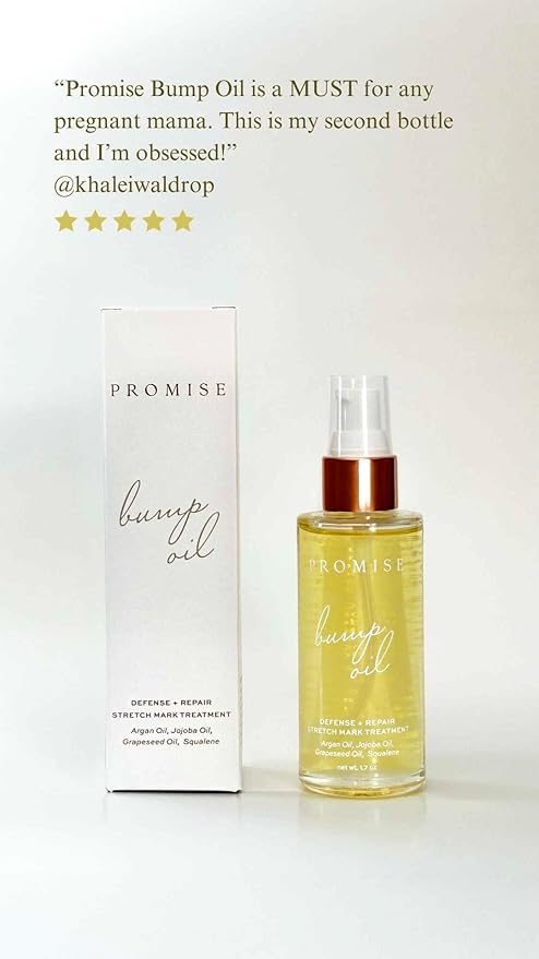 Promise Stretch Mark Prevention Bump Oil, Defense + Repair, Clean Pregnancy Skincare, Non-Toxic, Pregnancy Belly Oil, Vegan, Fast Drying-Velvo Beauty