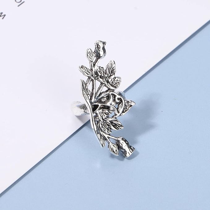 Boho Leaf Earcuff Earrings Silver Leaves Ear Cuffs Tiny No Piercing Earrings Helix Cartilage Cuff Earrings Simple Ear Crawler Earrings Jewelry for Women and Girls-Velvo Beauty
