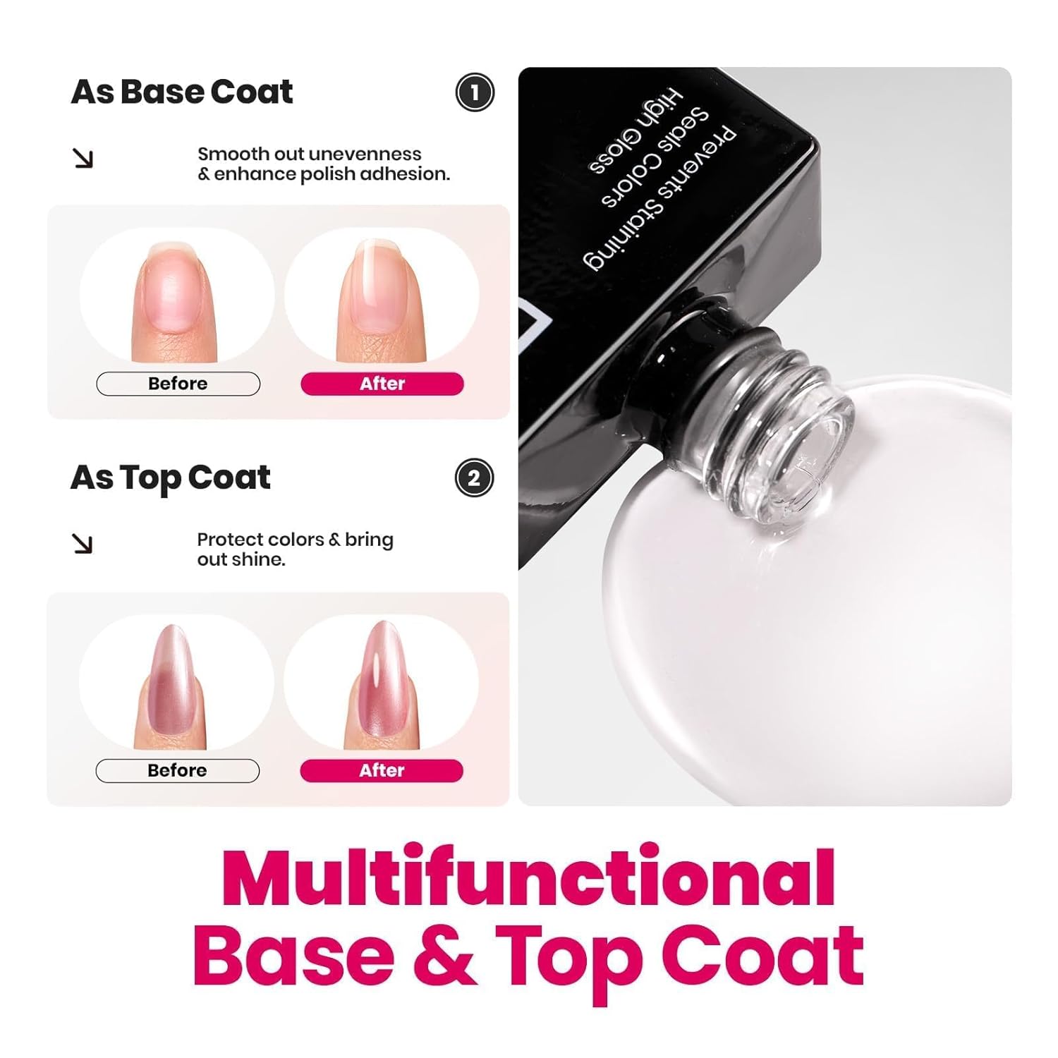 Beetles Nail Polish,15 ML Pearl Pink Nail Polish with 2 in 1 Base Top Coat -Fast Drying & Long Lasting Pearl Romantic Reverie Valentine's Day Gift for Women-Velvo Beauty