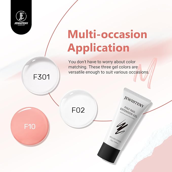 JEWHITENY Poly Nail Gel Set Clear Pink White Poly Extension Gel With Base Coat Top Coat Slip Solution French Manicure Need U V Lamp Curing for Finger Art and Home DIY-Velvo Beauty