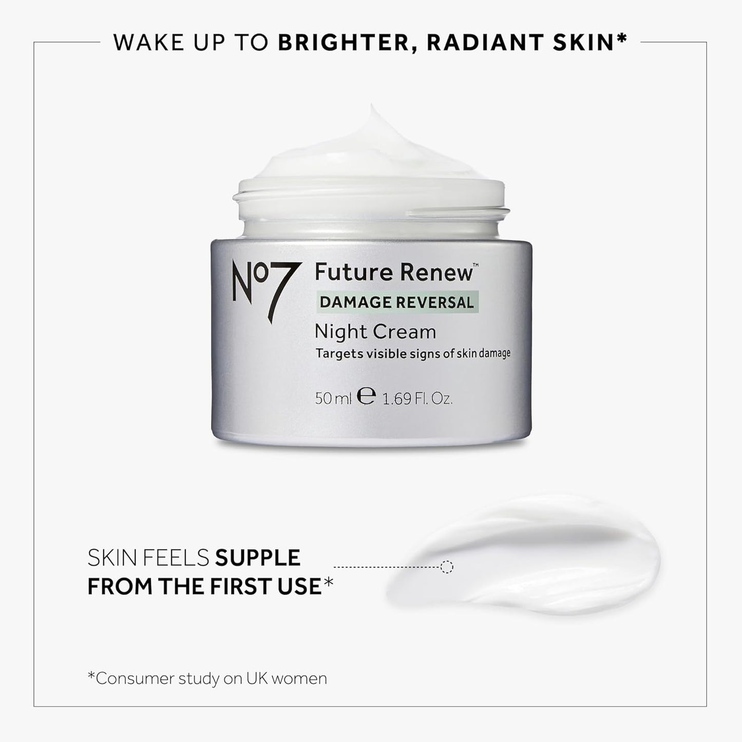 No7 Future Renew Damage Reversal Night Cream - Anti Aging Face Moisturizer - Infused with Peptide Technology to Reverse Visible Signs of Damage - Skin Barrier Repair for Dry Skin (1.69 Oz)-Velvo Beauty