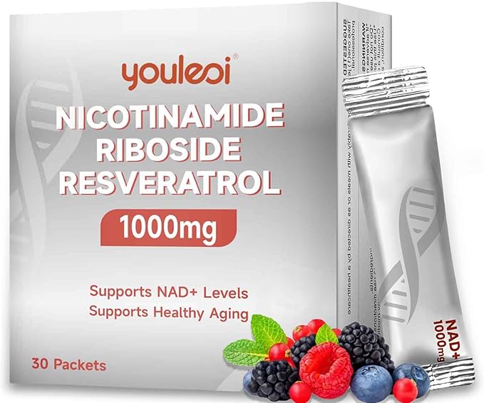 NAD 1000mg Liquid, 30 Packets Nad Supplement 1000mg Pure Organic - Liposomal NAD+ Berry Flavor Drink Mix for Energy, Anti-Aging, Focus-Velvo Beauty