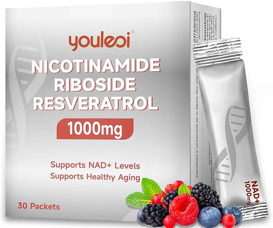 NAD 1000mg Liquid, 30 Packets Nad Supplement 1000mg Pure Organic - Liposomal NAD+ Berry Flavor Drink Mix for Energy, Anti-Aging, Focus-Velvo Beauty