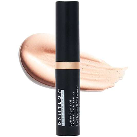 DRMTLGY Luminous Eye Corrector SPF 41, Under Eye Color Corrector for Dark Circles, Anti-Aging Tinted Eye Cream, Hydrating Eye Serum with Peach Undertone, Fair-Velvo Beauty