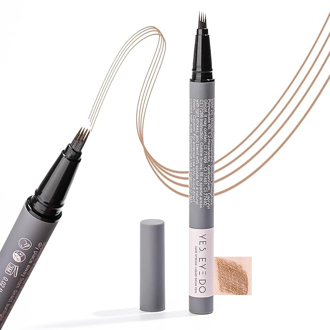 Light Brown Eyebrow Pencil, Strawberry Blonde Eyebrow Pen for Women,4-Tip Precision Brow Pen, Eyebrow Pencil with Hair Stroke, 24H Long Wear YES.EYE DO (Walnut Whisper-Light Brown)-Velvo Beauty