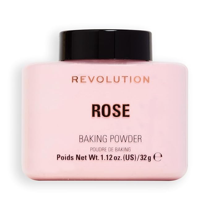 Revolution Beauty, Loose Baking Powder, Makeup Setting Powder, Long Lasting Coverage, Mattifies & Reduces Shine, Rose, 1.13 Oz-Velvo Beauty