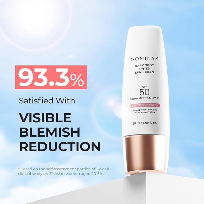 SPF 50 DOMINAS Tinted Sunscreen Moisturizer (1.7fl oz) - Tone Correction, Korean Skin Care, Broad-Spectrum UV Defense Sunblock, Water-in-Oil Formula for Lightweight, Panthenol, Sun Cream-Velvo Beauty