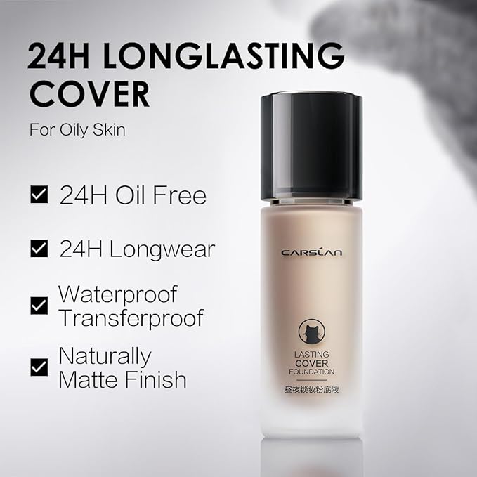 Lasting Cover Foundation, 24H Longlasting Full Coverage Matte Finish Face Makeup, Poreless, Lightweight, Waterproof, Oil Free Liquid Foundation, M01-Velvo Beauty