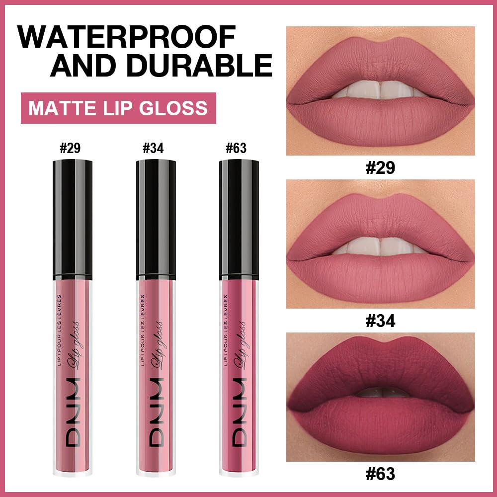 evpct 3Pcs Light Neutral Mauve Matte Liquid Lipstick Lip Stain Sets for Women, Matte Lipstick Long Lasting Waterproof Permanent 24 Hours original, Magic Lip Sticks Pack for Halloween Daily Makeup-Velvo Beauty