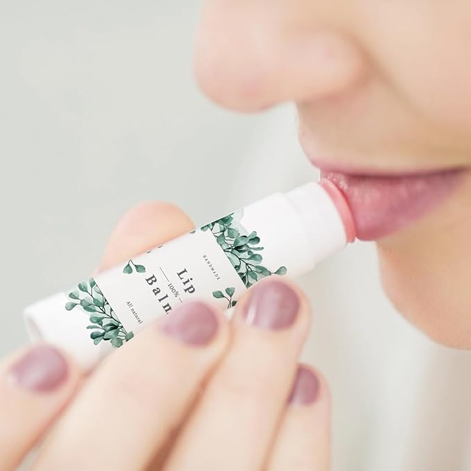 CRASPIRE 80Pcs 8 Styles Labels for Lip Balm Coated Paper Paster Tropical Plants Square Tubes Lip Balm Labels Stickers Natural Homemade Self-Adhesive Stickers Logo for Containers Cosmetics Lipsticks-Velvo Beauty