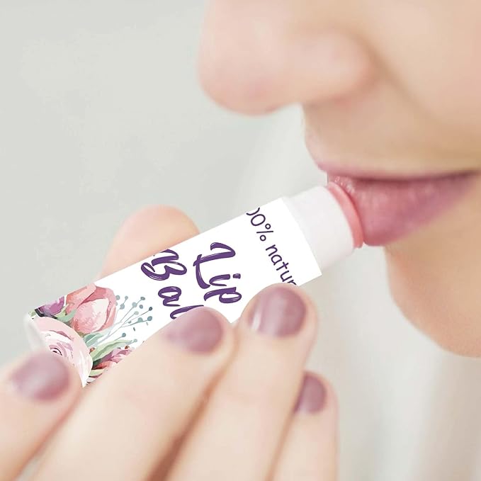 CRASPIRE 80Pcs 8 Styles Lip Balm Sticker Flower Self-Adhesive Homemade Lip Balm Labels Vintage Square DIY Plant Label Stickers for Lip Balm Containers Cosmetics Lipsticks-Velvo Beauty