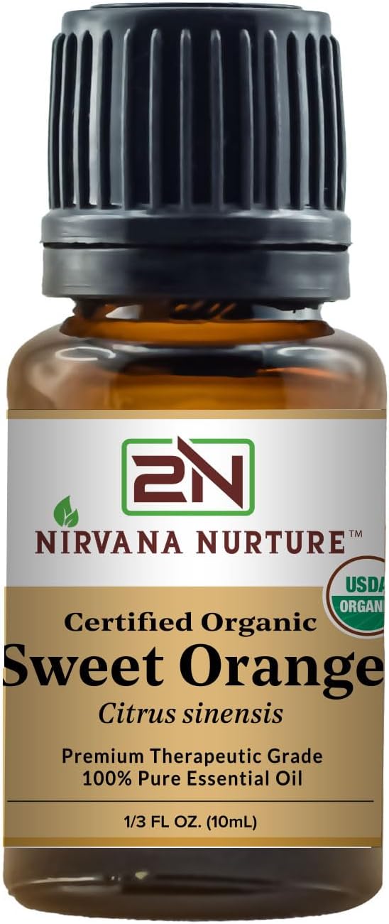 Sweet Orange Essential Oil USDA Certified Organic 100% Pure Premium Therapeutic Grade, Undiluted - Aromatherapy Diffuser for Calm and Relaxation, Skin Care, Hair Care-Velvo Beauty