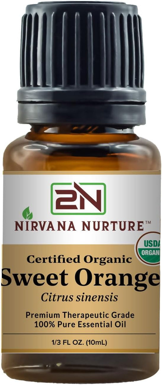 Sweet Orange Essential Oil USDA Certified Organic 100% Pure Premium Therapeutic Grade, Undiluted - Aromatherapy Diffuser for Calm and Relaxation, Skin Care, Hair Care-Velvo Beauty