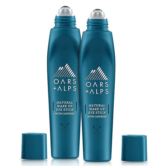 Oars + Alps Wake Up Eye Roller and Eye Depuffer, Dermatologist Tested Skin Care Infused with Caffeine and Aloe Vera, TSA Friendly, 0.5 Oz, 2 Pack-Velvo Beauty